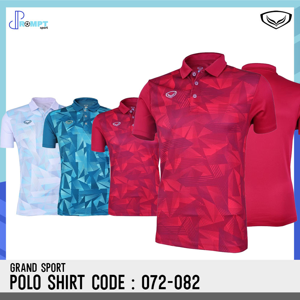 GRAND SPORT เสื้อคอปกพิมพ์ลายทั้งตัว รหัส 072082 ผ้าโพลีอีสเตอร์ เบา แห้งไว ยูนิเซ็กซ์