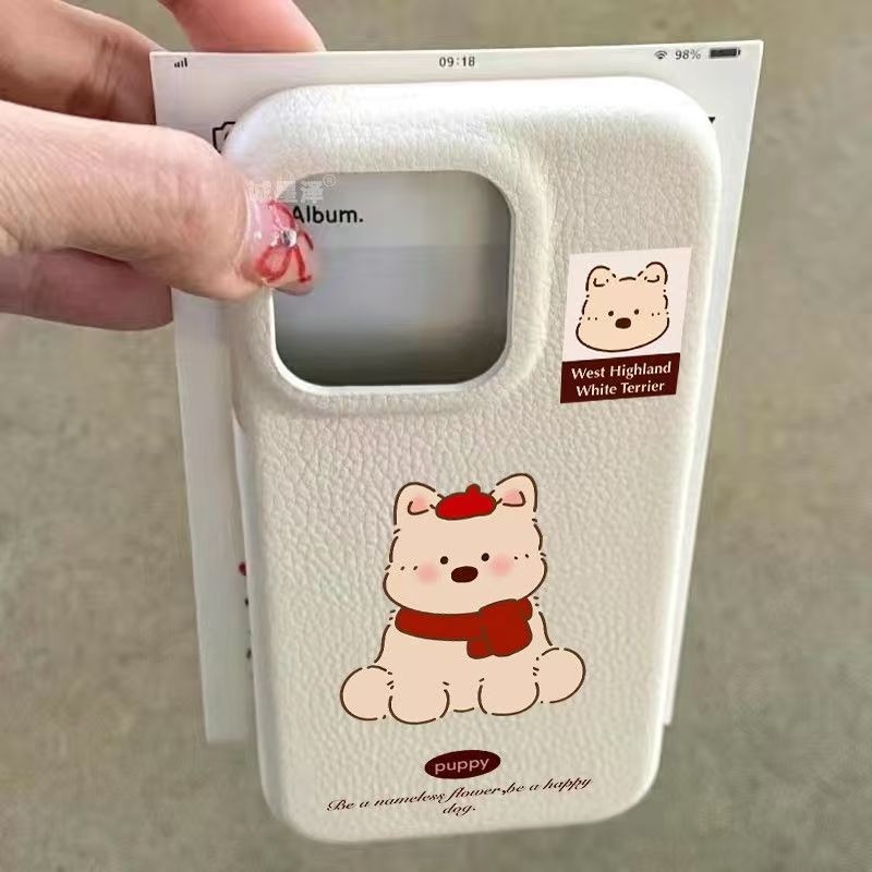 Iphone 16 15 14 13 12 11 Pro Max X XR XS Max 7 8 Plus INS ลูกสุนัขน่ารักคู่ลายพื้นสูงในตะวันตกเคสโทรศัพท์ Soft cove