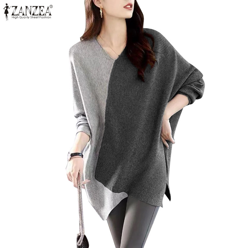 Zanzea เสื้อยืดคอวีแขนยาวลําลองผู้หญิงเกาหลี Presale