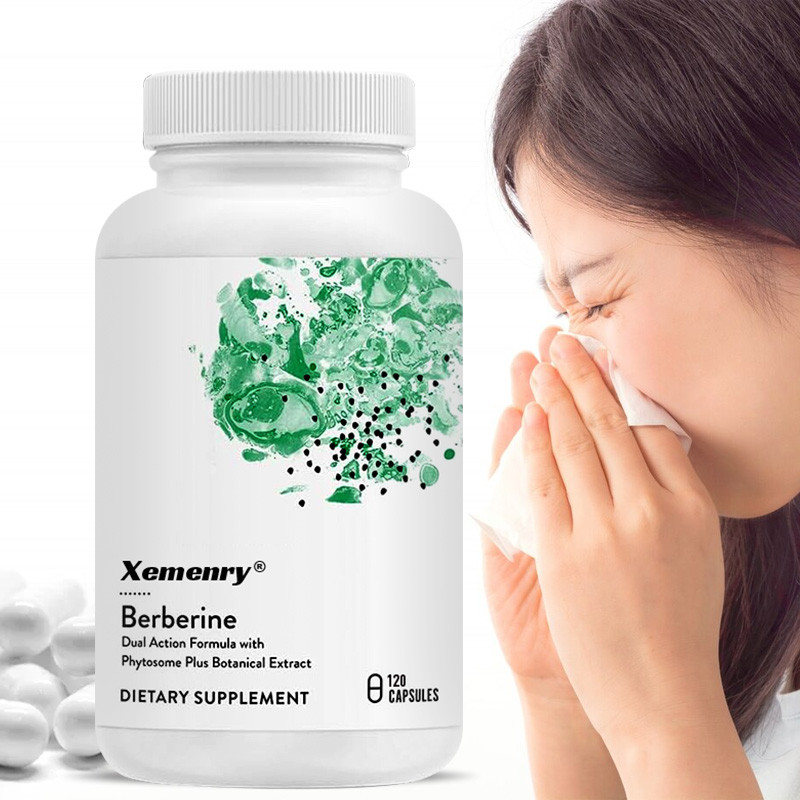 Xemenry Berberine HCl รองรับหัวใจและสุขภาพหัวใจและหลอดเลือด ปรับปรุงระบบย่อยอาหารระบบทางเดินอาหาร 30/60/120 แคปซูล