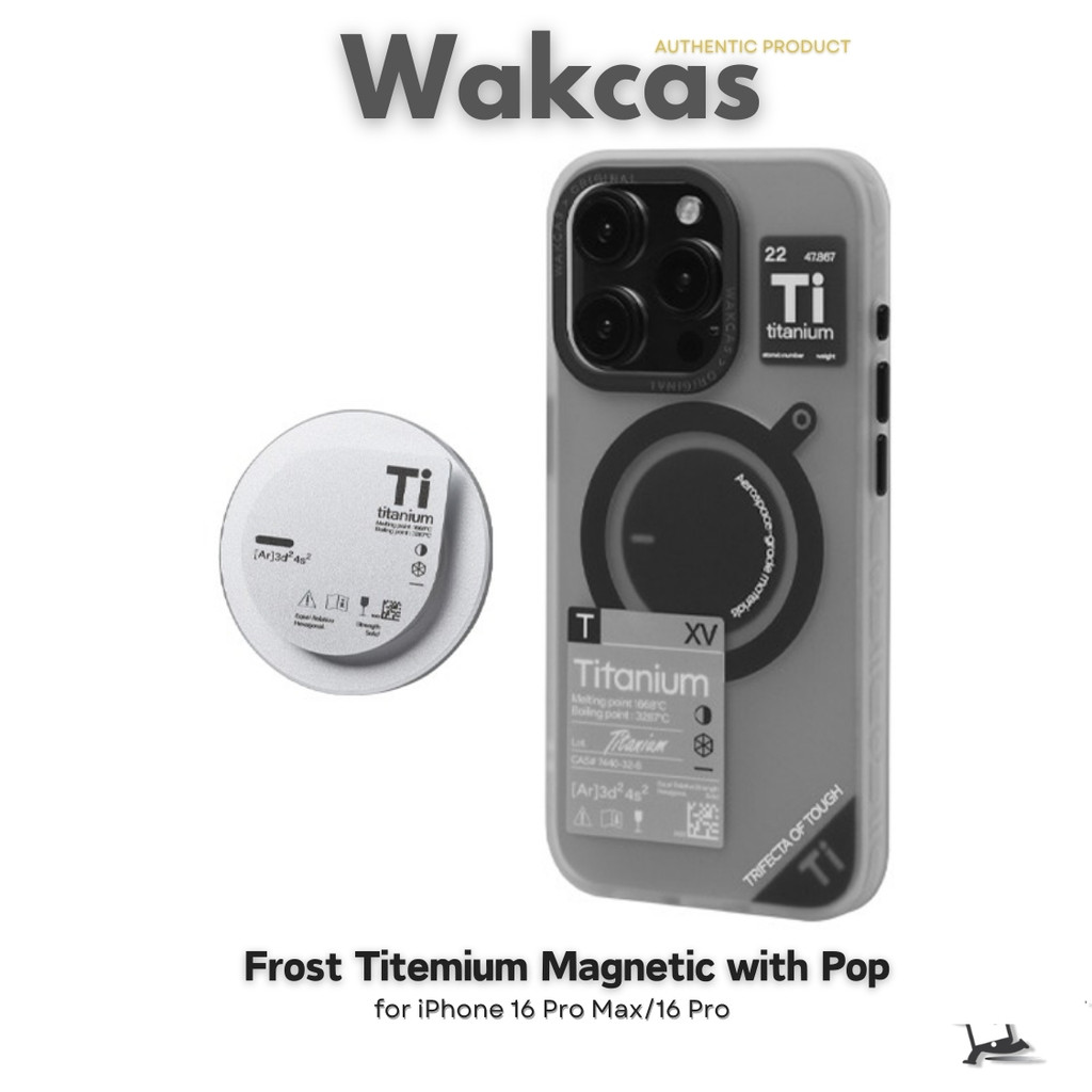 Wakcas Frost Titanium Magnetic with Pop เคสสำหรับ iPhone 16 Pro Max และ iPhone 16 Pro