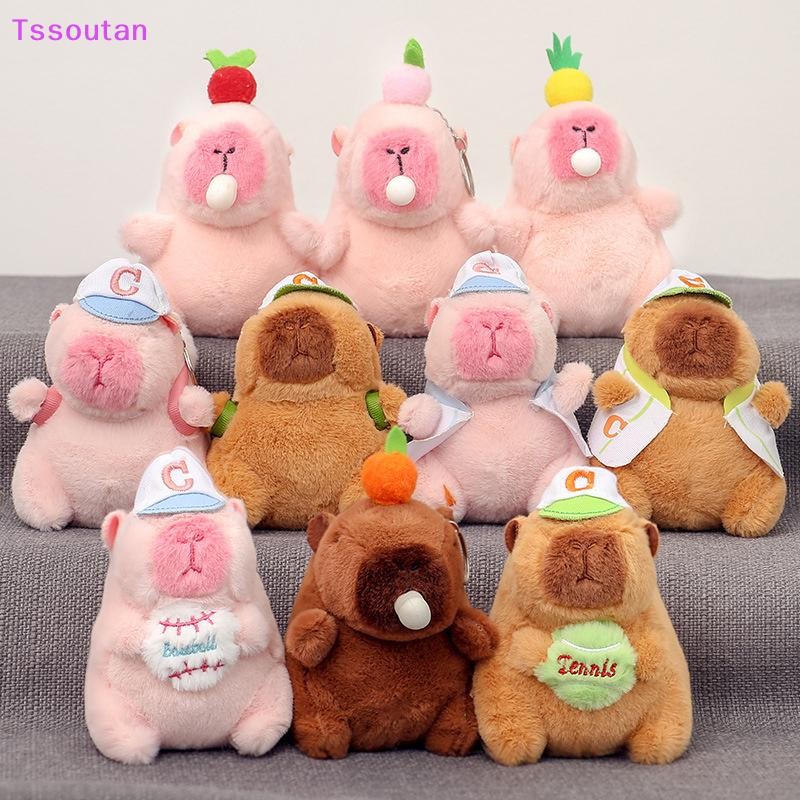 [TSST] การ์ตูน Capybara ตุ๊กตาพวงกุญแจจี้ตุ๊กตาตุ๊กตาสัตว์ตุ๊กตาของเล่นกระเป๋าเป้สะพายหลังแขวนตกแต่ง TAN