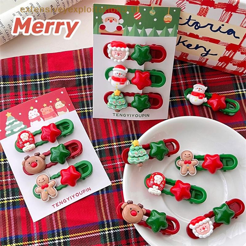 # Hgth # 3 ชิ้นคริสต์มาสชุดกิ๊บติดผมน่ารักการ์ตูน Xmas Tree Santa Claus Hairpin ด้านข้าง Bangs คลิปสําหรับสาว Headwear อุปกรณ์เสริมผมคริสต์มาส