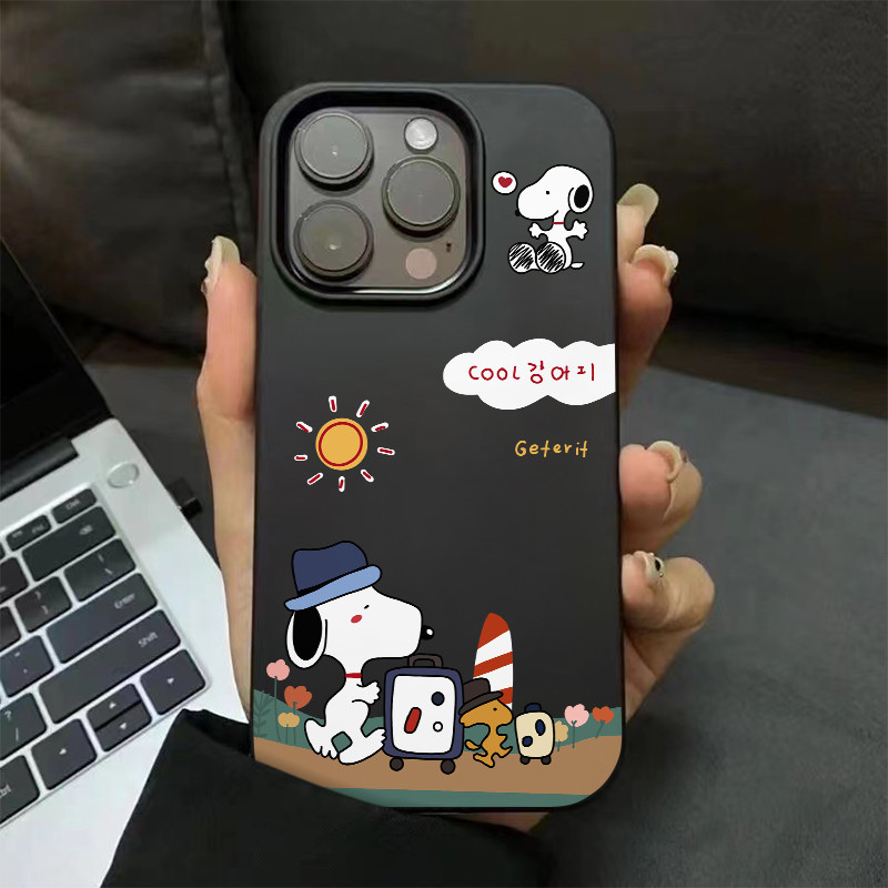 เคสไอโฟน16 15 14 13 12 11 Pro Max Case น่ารัก Little Sun Snoopy ซิลิโคน Soft Compatible เคส iPhone X/XS, XR,7+,8Plus