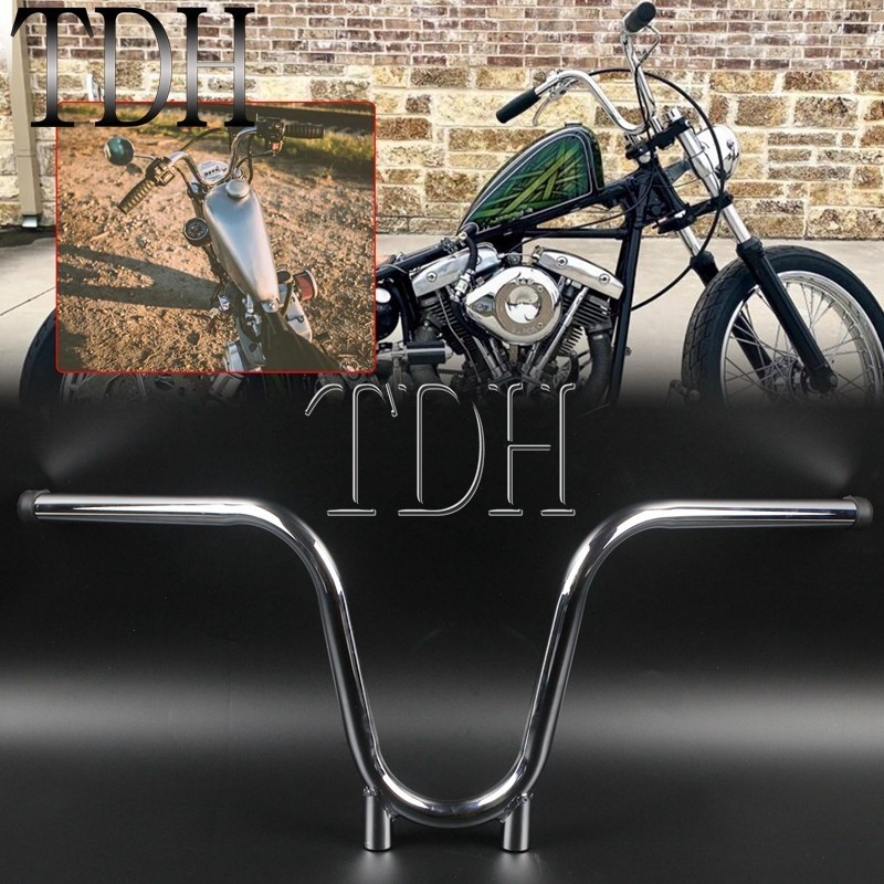 TH Chrome 9.5'' Rise 24" Width 7/8" Bootlegger Handlebar 22mm Hand Control Bar Cafe Racer Custom Han