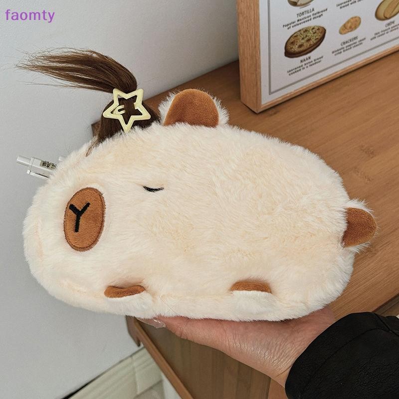 Famty ใหม่น่ารัก Capybara Plush ดินสอกระเป๋าเครื่องสําอาง Guinea Pig ปากกากระเป๋าขนาดใหญ่ความจุกระเป๋าดินสอโรงเรียนอุปกรณ์เครื่องเขียนกล่อง TH