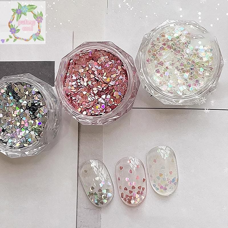 Pucool 1 มม.Mini Sparkling Love เล็บ Glitter Sparkling Heart เล็บตกแต่งเล็บออกแบบน่ารักอุปกรณ์เสริม DIY เล็บออกแบบ TH