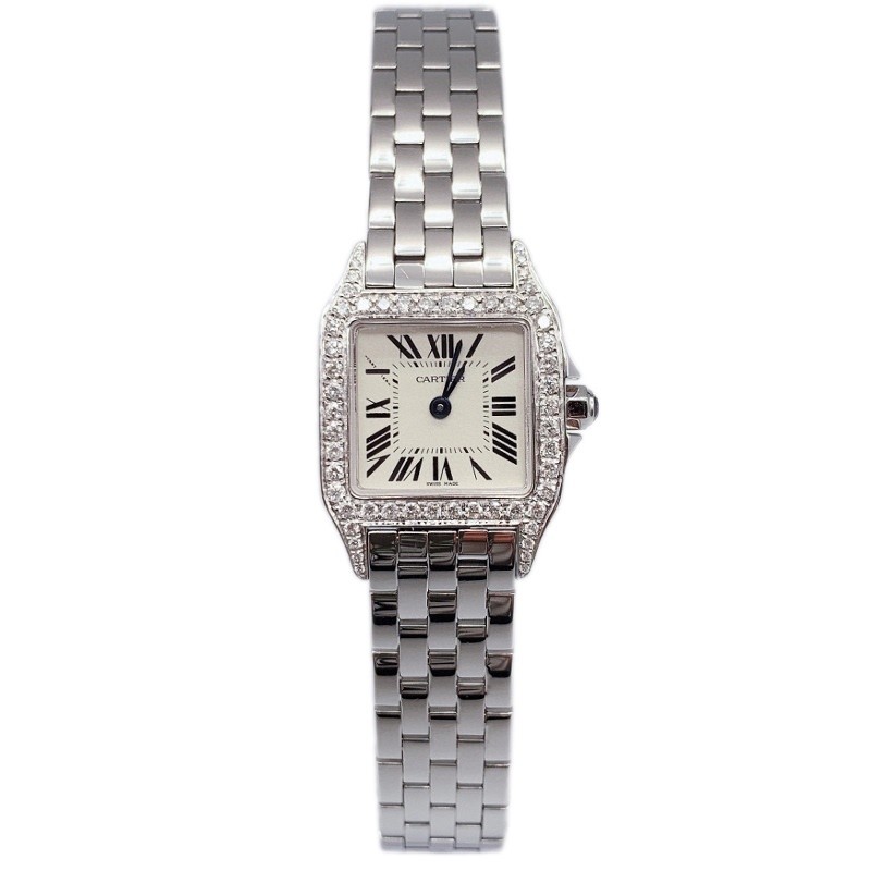 Cartier Cartier นาฬิกาผู้หญิง Santos Little Cheetah Diamond นาฬิกาอังกฤษหญิง W25064Z5