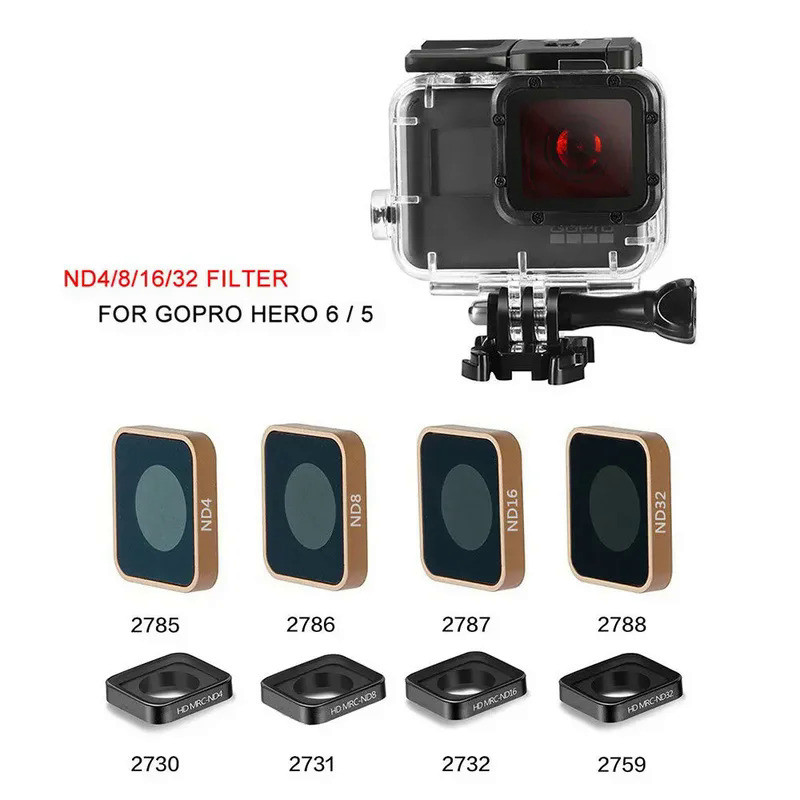 Neutral Density ND4 ND8 ND16 ND32 Waterproof Camera Lens Filter For Gopro Hero 7 Black 6 5 New Lens 