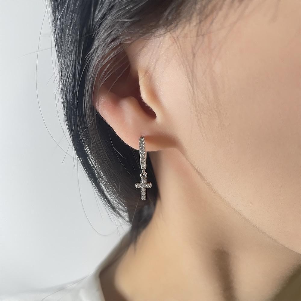 Jinjoo ต่างหูห่วงไม้กางเขน Cross Hoops ดีไซน์สวยเท่ - รูปที่ 2