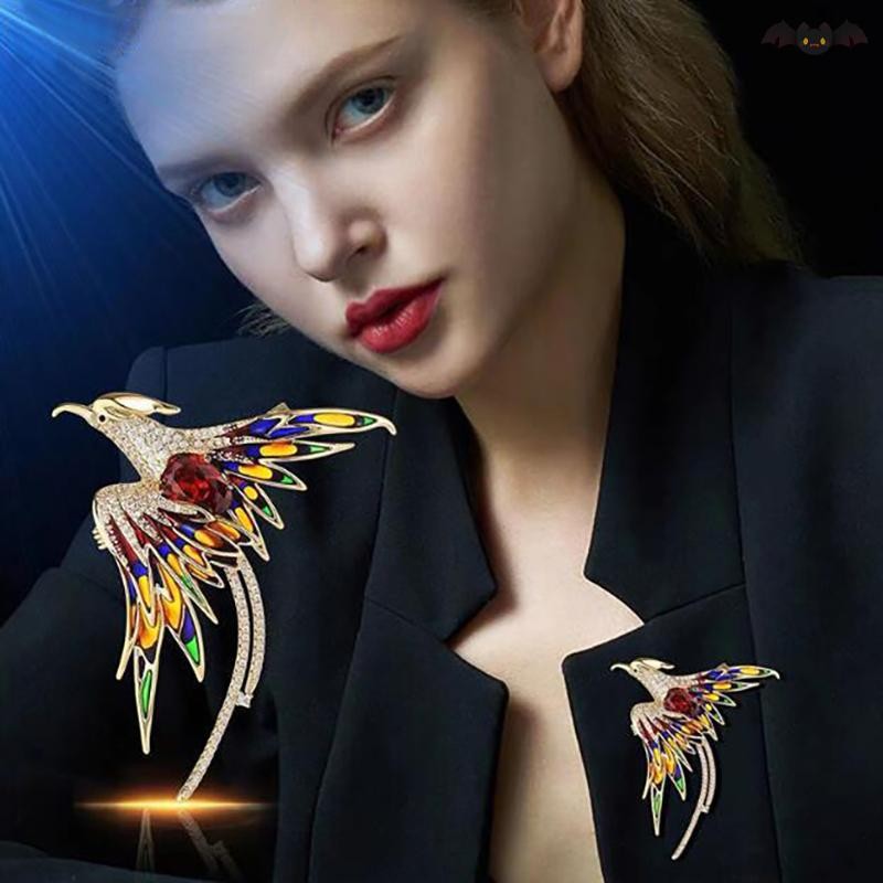 [PE] Elegant Multicolor Phoenix เข็มกลัดสําหรับผู้หญิงผู้ชายประณีต Rhinestone ความงาม Flying Bird เข็มกลัดแฟชั่นเครื่องประดับอุปกรณ์เสริมของขวัญ TH