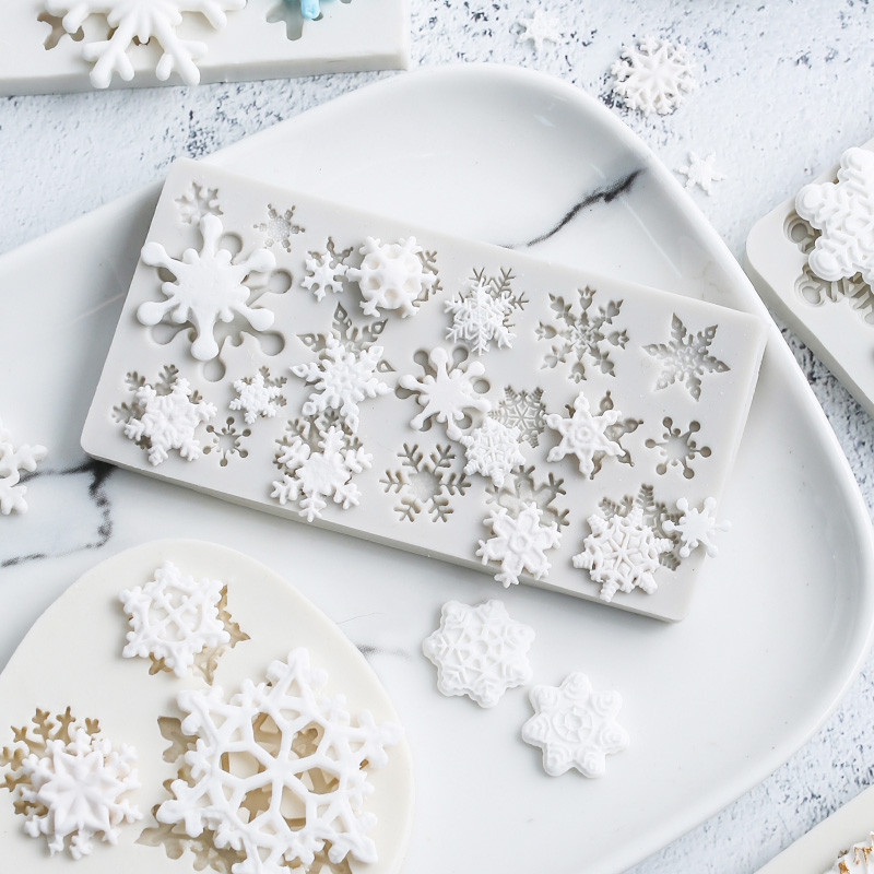 Kalaien 5รูปแบบเกล็ดหิมะซิลิโคน F ondant แม่พิมพ์ sugarcraft, F ondant, หมากฝรั่งวาง DIY เบเกอรี่เค้กตกแต่งหลายรูปร่างเกล็ดหิมะซิลิโคนแม่พิมพ์ง่ายที่วางจำหน่าย, ไม่ติด