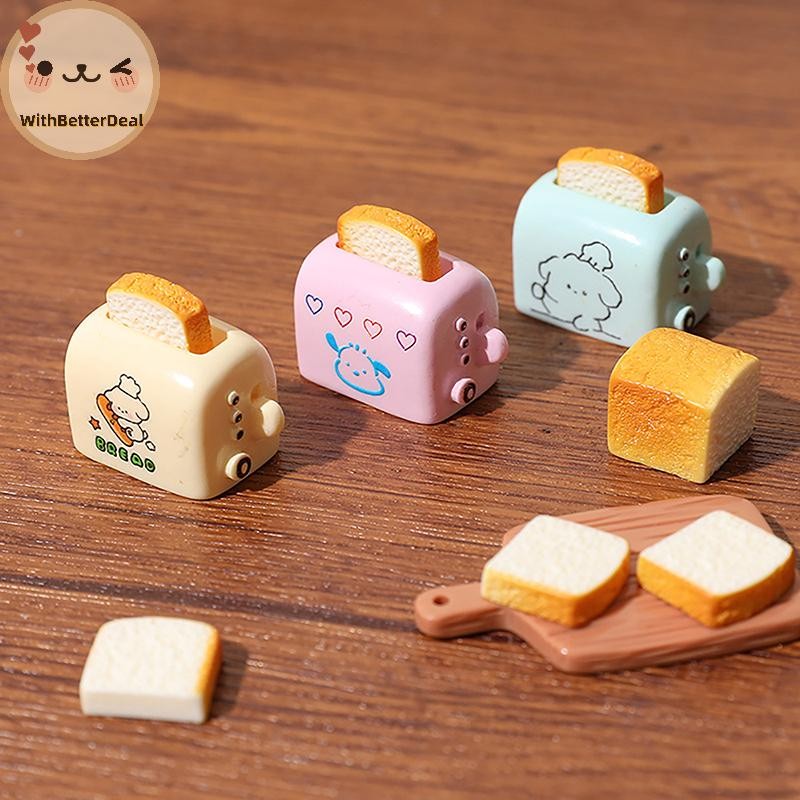 Better 1/2PCS บ้านตุ๊กตา Mini จําลองขนมปังปิ้งเครื่องทําขนมปังเล่นอาหารตกแต่ง DIY รุ่น Miniatures ฉาก Props อุปกรณ์เรซิน TH