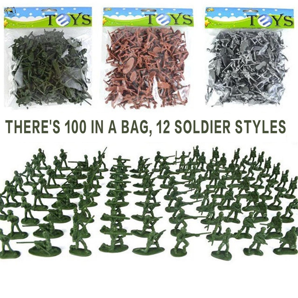 100ชิ้นกองทัพผู้ชายทหารชุด3สีตัวเลือกของเล่นกองทัพทหารใน12การออกแบบ
