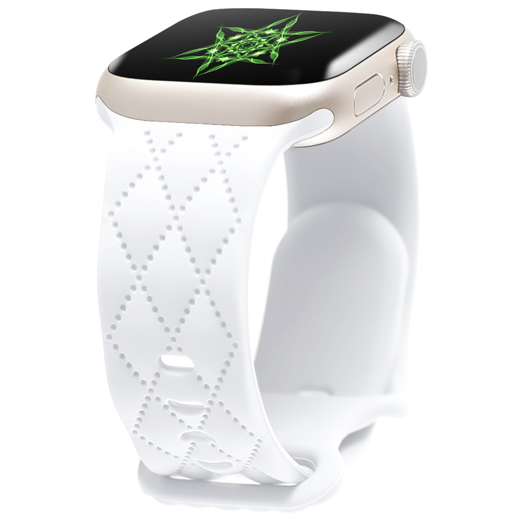 สายรัดหัวเข็มขัดซิลิโคนลายดอก Hermes สำหรับ Apple Watch s9iwatch10 S8/ultral46 mm