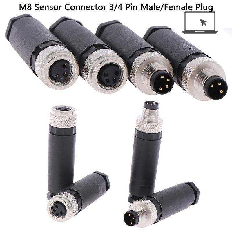 [TH] 1 PC M8 Sensor Connector 3/4 Pin ปลั๊กมุมตรงชาย/หญิง TH