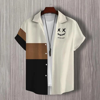 3d Patchwork พิมพ์เสื้อแขนสั้นแฟชั่น Mens Daily Casual Man เสื้อผ้าขนาดใหญ่เสื้อฮาวายสําหรับชาย Top