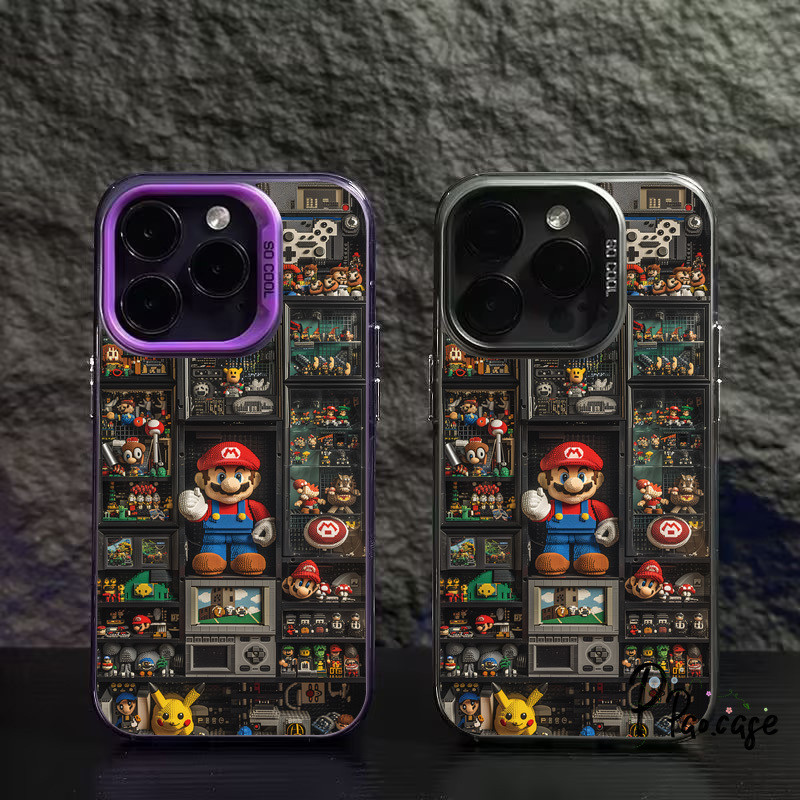 แฟชั่น Super Mario เข้ากันได้เคสไอโฟน 11 16 15 13 12 14 Pro Max XR X XS  Max 16 7 14 8 Plus SE 2020 กราฟฟิตี Pikachu เคส