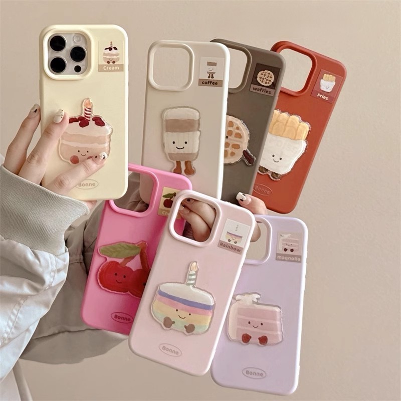 น่ารักการ์ตูน 3D Jelly เค้กชิปซิลิโคนเคสโทรศัพท์สําหรับ iPhone 17Promax 16Promax 12 13 14 15 Pro Max กันกระแทก Sweet Girly ฝาครอบมือถือปลอก