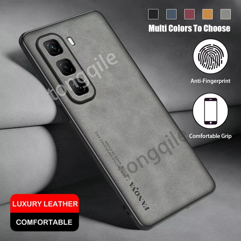 สําหรับ Infinix Hot 50 50i Pro Plus Pro + Hot50 Hot50i Hot50Pro 5G 4G 2024 เคสโทรศัพท์ฝาหลังกันกระแทกกันชนหรูหราผ้าฝ้ายหนังไม่มีลายนิ้วมือ Anti Drop Soft TPU