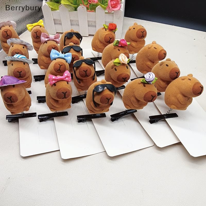 Berrybury 1 ชิ้นการ์ตูนเด็ก 3D Capibala กิ๊บติดผมตุ๊กตา Hairpin DIY โบว์แว่นตากันแดด Rose หมวกออกแบบ Capybara Duckbill คลิปอุปกรณ์เสริมใหม่