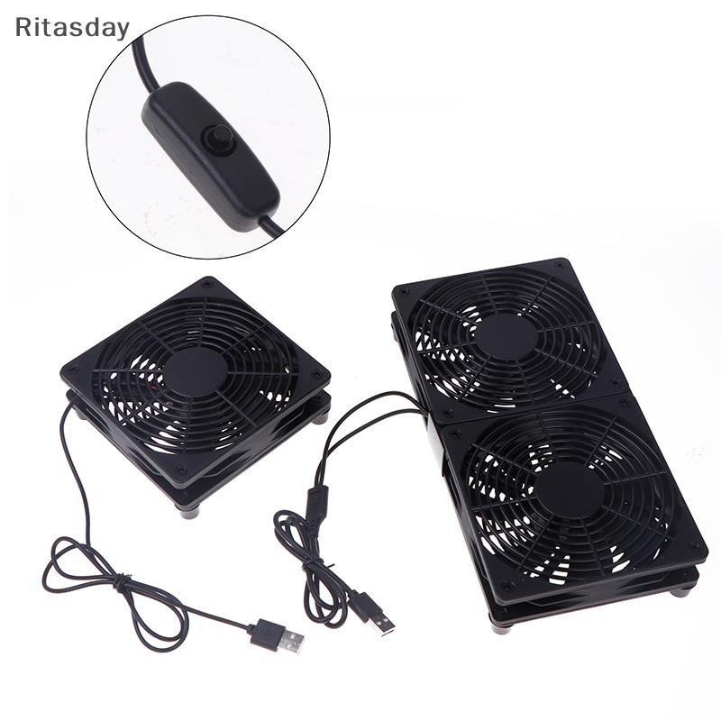 Ritasday 1 ชุด High Airflow พัดลมระบายความร้อนสําหรับเราเตอร์โมเด็ม 120 มม.DC12V USB Powered PC Router แฟนสายใหม่
