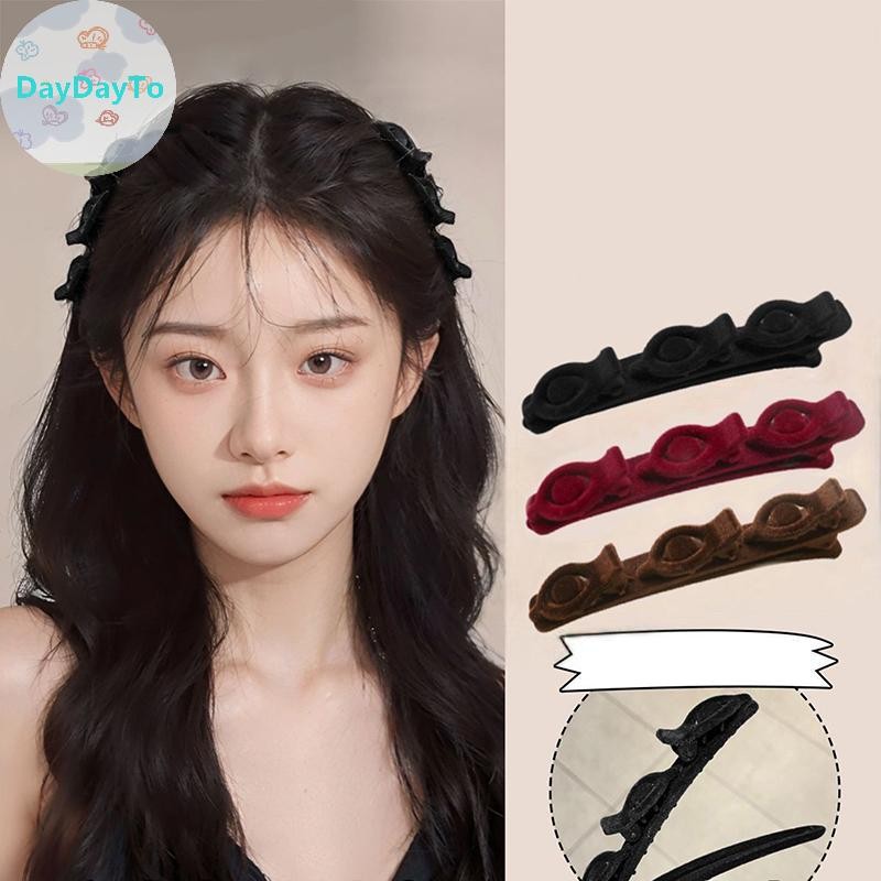 DayDayTo กิ๊บติดผมสีทึบสไตล์เกาหลีผมฝอย Bangs คลิปหน้าผาก Flocking Barrettes อุปกรณ์เสริมผม TH