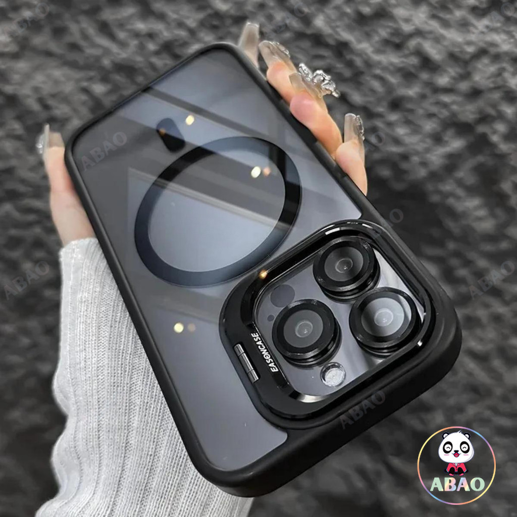 ABAO หรูหราแม่เหล็กกันกระแทกเคสโทรศัพท์สําหรับ iPhone 16 15 14 13 12 11 Pro Max สําหรับขาตั้งกระจกเลนส์ Protector กรณีฝาครอบ