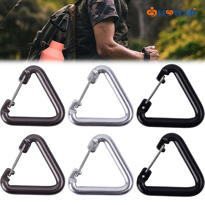 3 ชิ้นทนทานทนทานสามเหลี่ยมอลูมิเนียมอัลลอยด์กลางแจ้ง Carabiner - Camping Hiking กระเป๋าเป้สะพายหลังเก็บ Mountaineering Buckle