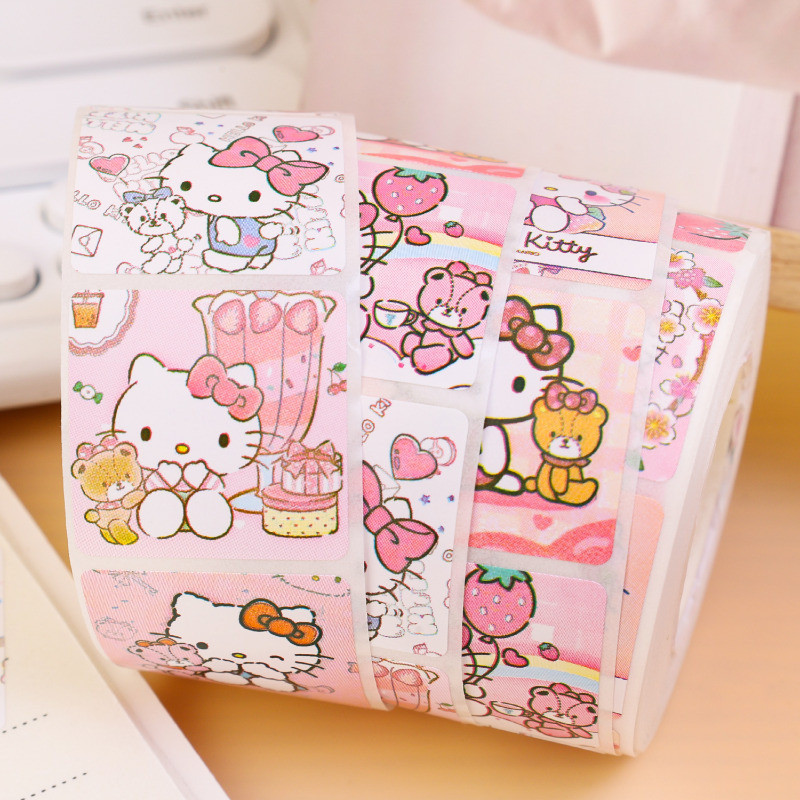 500 ชิ้น/ม้วน Hello Kitty สติ๊กเกอร์การ์ตูน – PVC Laptop Decals Stiker – DIY Handbook สติ๊กเกอร์ตกแต่ง – ป้ายบรรจุภัณฑ์ของขวัญกาวในตัว – น่ารักอะนิเมะสีชมพูปิดผนึกสติกเกอร์ ราคา ถูกที่สุด ดีลบีเคเค แกลเลอรีภาพที่ 6