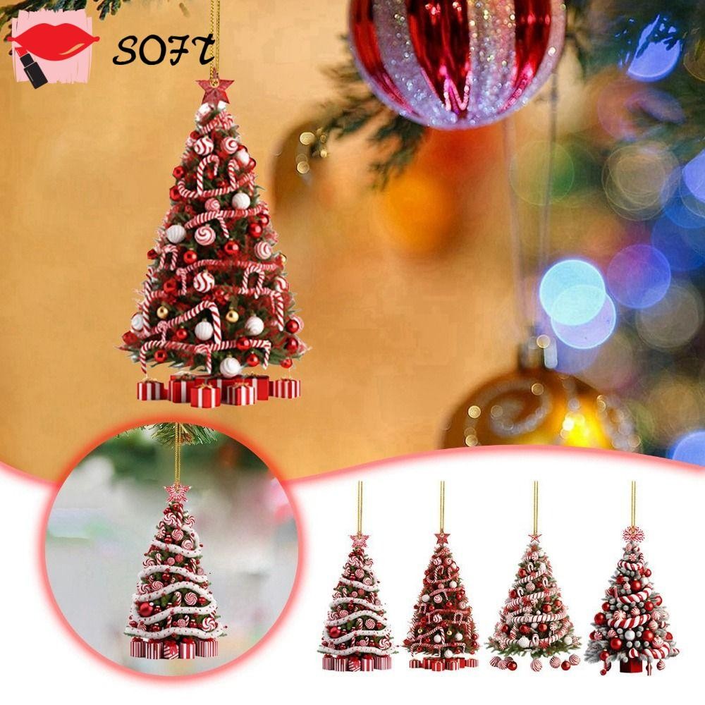 Softness 1 ชิ้นเครื่องประดับต้นคริสต์มาส, Navidad กว้างใช้แขวนจี้, ตกแต่งบ้านตารางอะคริลิค Happy ปี Xmas Decor