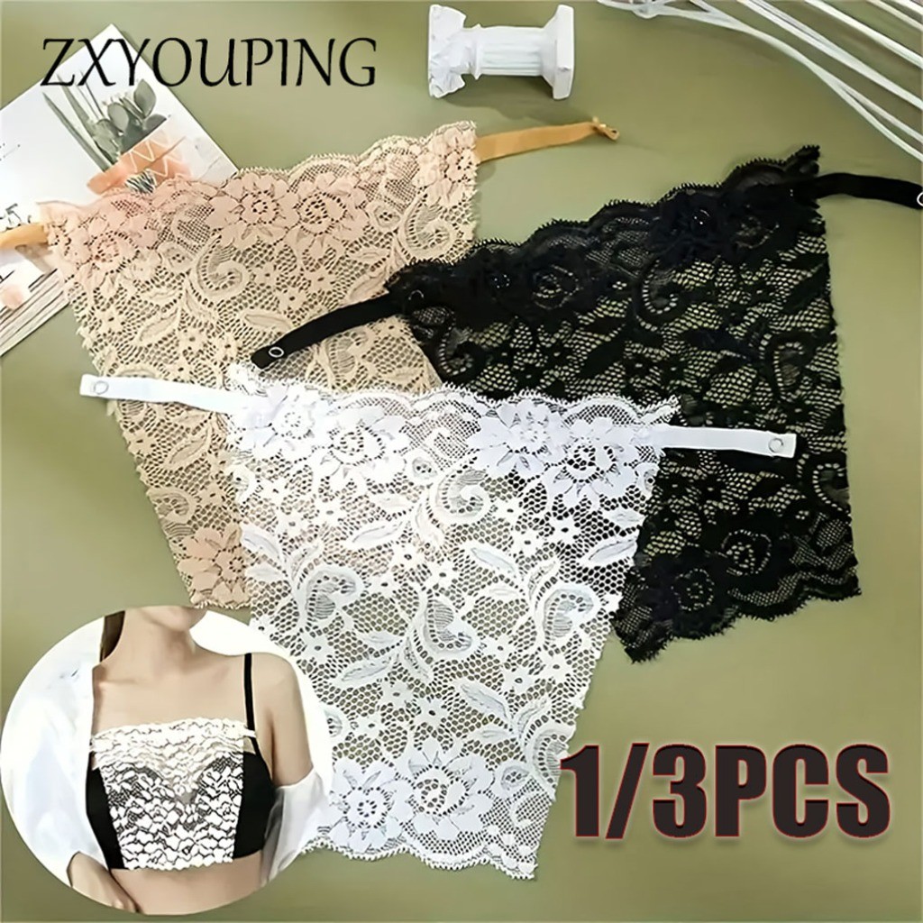 Zxyouping 1/3ชิ้นผู้หญิงลูกไม้ท่อบนป้องกันแสงสิ่งประดิษฐ์สั้นที่มองไม่เห็นเท็จปก หนึ่ง ชิ้นส่วน คึกคักยิ่งขึ้น เซ็กซี่ที่ไม่มีสายหนังชุดชั้นในไร้รอยต