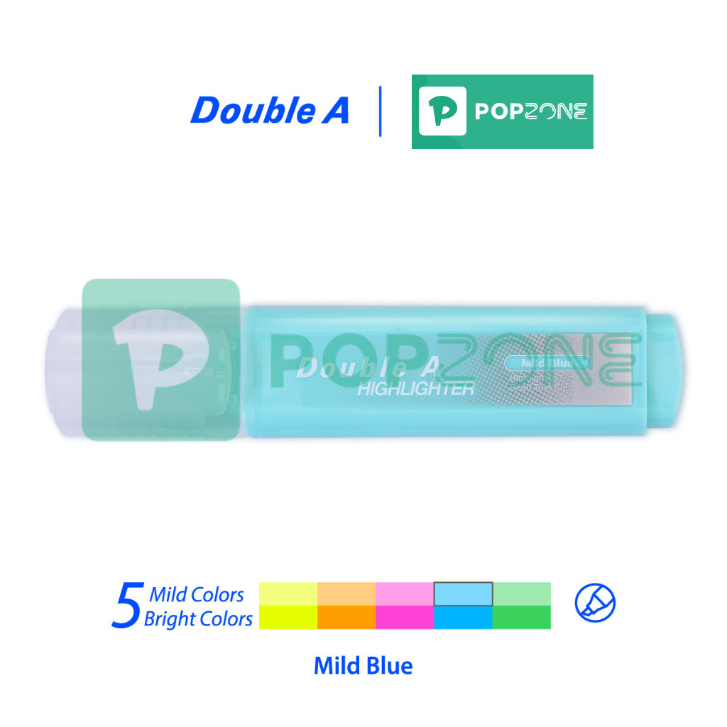 Double A ปากกาเน้นข้อความ Flat Highlighter สีสวยพาสเทล ไฮไลท์ทุกจุดสนใจ [จำหน่าย
