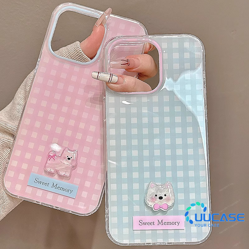 เคสโทรศัพท์สําหรับ iPhone 11 12Pro 13 14Plus 15Pro Max 16Plus 16E XR XS Max 7 8Plus ลายสก๊อต 3D ลูกส