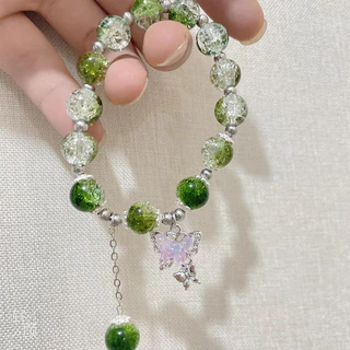 COD💖สร้อยข้อมือลูกปัดผีเสื้อ เครื่องประดับสำหรับผู้หญิง สร้อยข้อมือลูกปัดสีสันสดใส แฟชั่น หรูหรา เหมาะกับของขวัญ-Lune