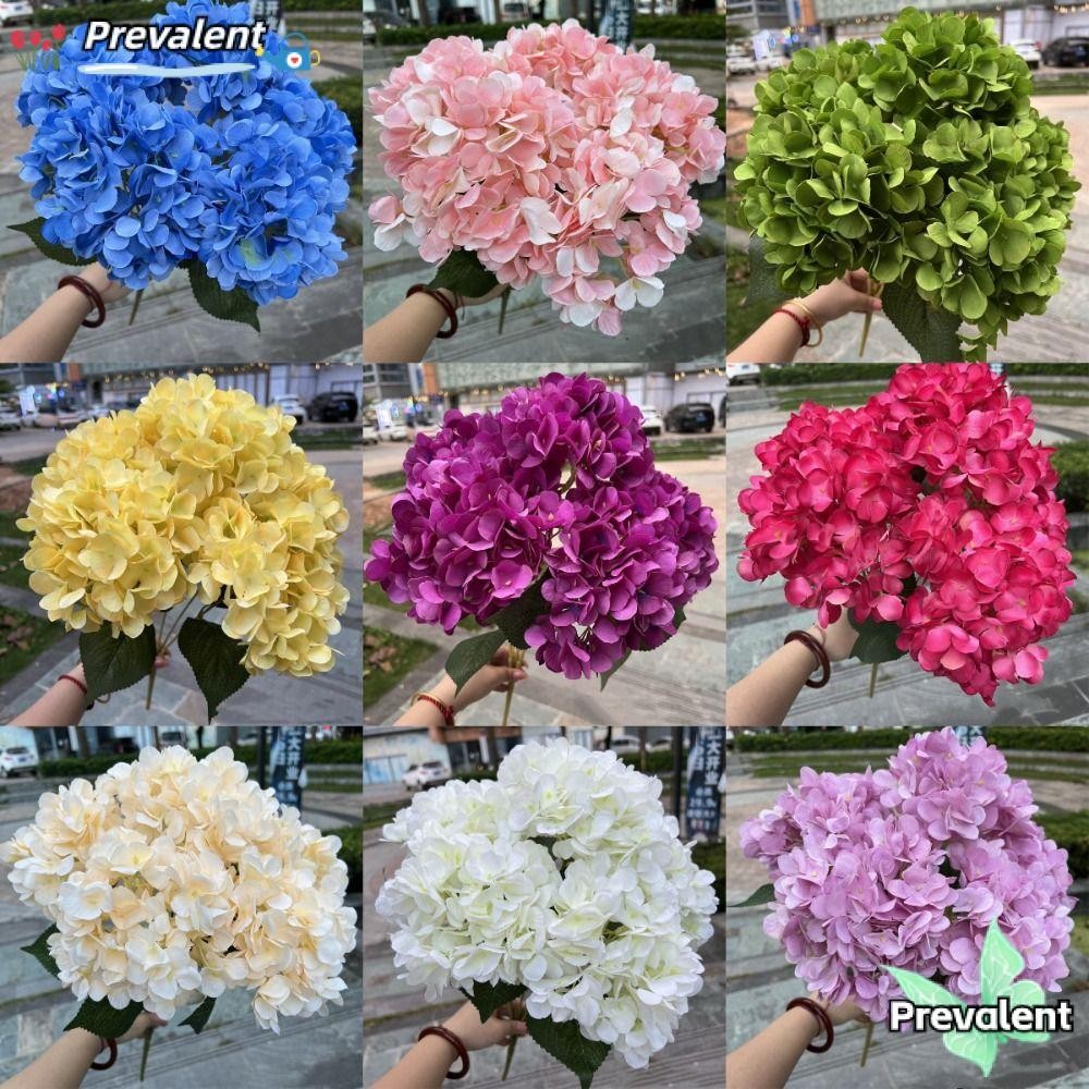 Preva ดอกไม้ไฮเดรนเยียปลอม,ขนาดใหญ่ DIY ประดิษฐ์ไฮเดรนเยียดอกไม้, 5 หัวผ้าไหมดอกไม้ตกแต่งสําหรับงานแต่งงานหน้าแรก