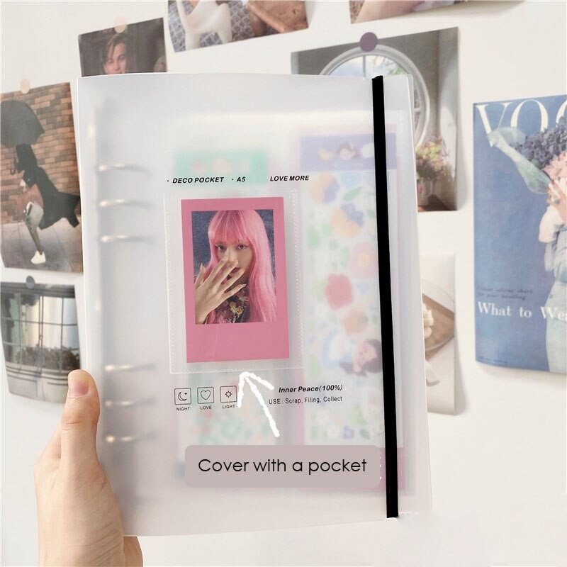 เกาหลี A5 Binder ปกอัลบั้มรูปการ์ด Organizer โน้ตบุ๊คสติกเกอร์ Photocard คอลเลกชันหนังสือ