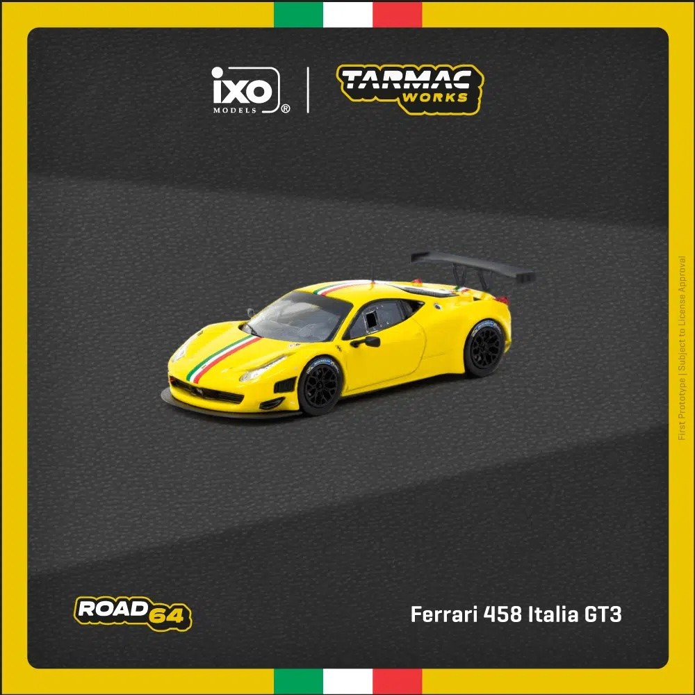 Tarmac Works 1:64 ROAD64 Ferrari 458 Italia GT3 Yellow T64R-073-YL