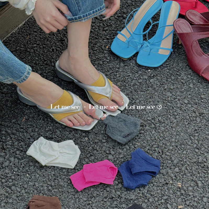 9 สีฤดูร้อน ซอก ปากตื้นที่มองไม่เห็นกันลื่นแยกนิ้วเท้าครึ่ง @