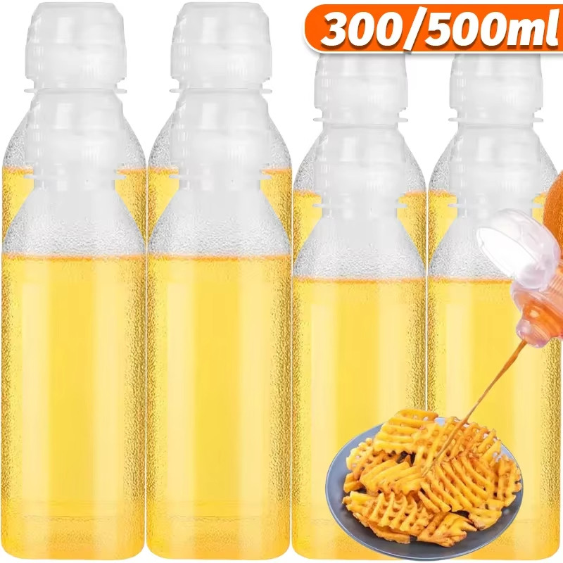 300/500/800/1000มล ขวดน้ํามันป้องกันการรั่วที่ทนทาน-300/500มล พร้อมฝาพลิก-ที่คั้นเครื่องปรุงสําหรับซอสและซอสมะเขือเทศ-ที่เก็บของในครัว