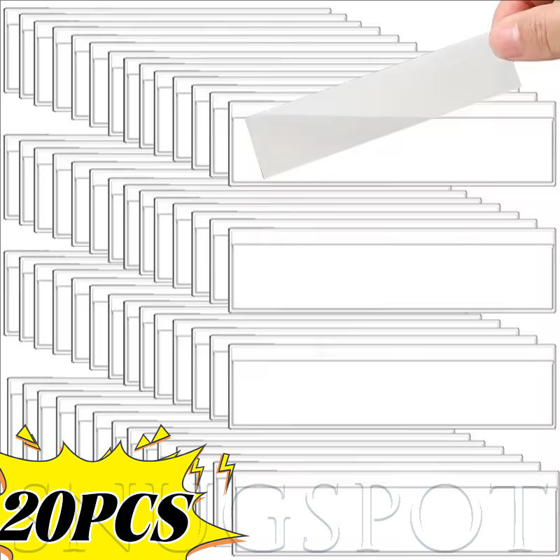 20 ชิ้น Self-Adhesive Clear Label Holders 11x3 ซม., PVC กันน้ําชั้นวางสําหรับลิ้นชัก/ตู้/ตู้เสื้อผ้า,ทนทานเครื่องหมายเอกสาร