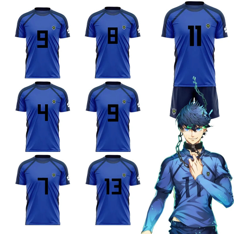Blue Lock Anime Jersey T Shirt Futsal Football Pattern VL Replika Bastard Munich Short Sleeve Set So
