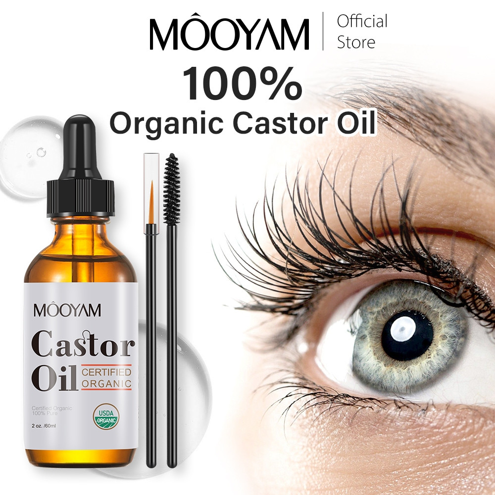จัดส่งรวดเร็วMOOYAM น้ํามันหล่ออินทรีย์ 100% Pure Natural Cold Pressed Unrefined Castor Oil สําหรับข
