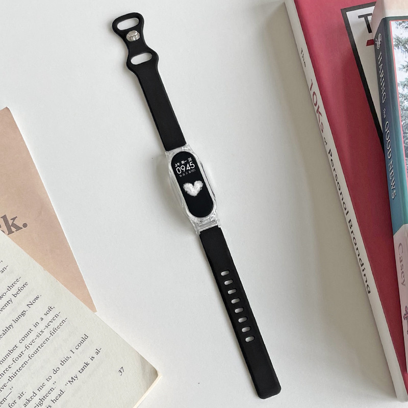 เคสพีซีใสสายยางซิลิโคน for Xiaomi Mi Smart Band 9 เทปกันชนฟิล์มป้องกันหน้าจอ for Miband 9