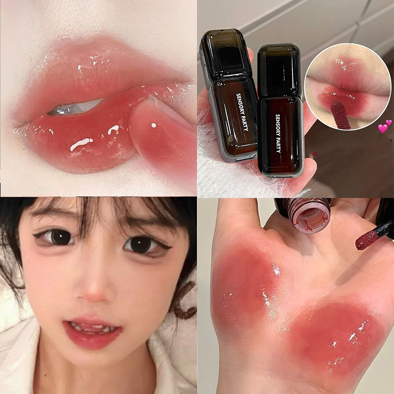 Sensory PARTY ลิปสติกลิปกลอสนักเรียนแก้วให้ความชุ่มชื้นสีดํา