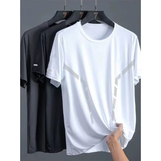 MANMAN แขนสั้นผู้ชาย เสื้อยืดกีฬา แบบหลวม แห้งเร็ว คอกลม เลือกได้หลายสี ชุดคู่รัก