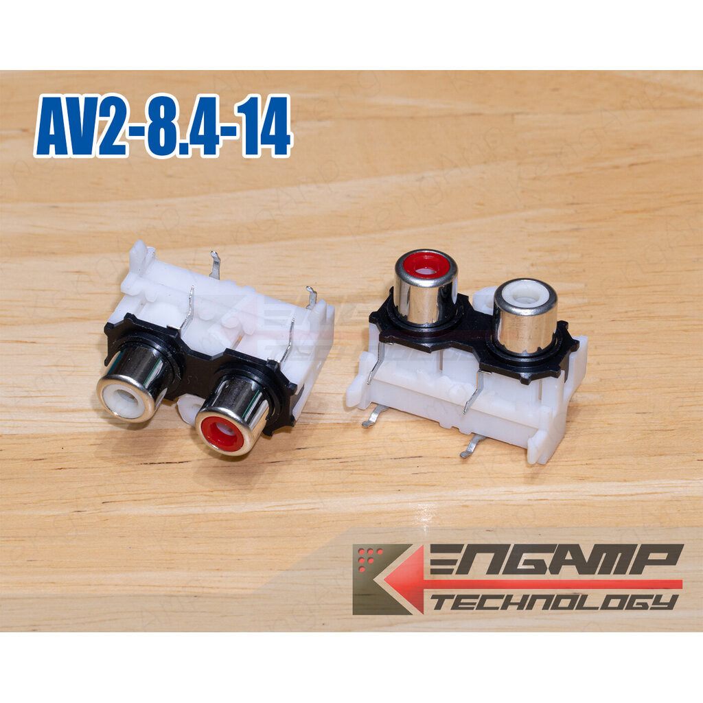(1ตัว) [PJ] AV2-8.4-14 แจ็ค RCA 2P ขาลงปริ้นแนวนอนสีขาว