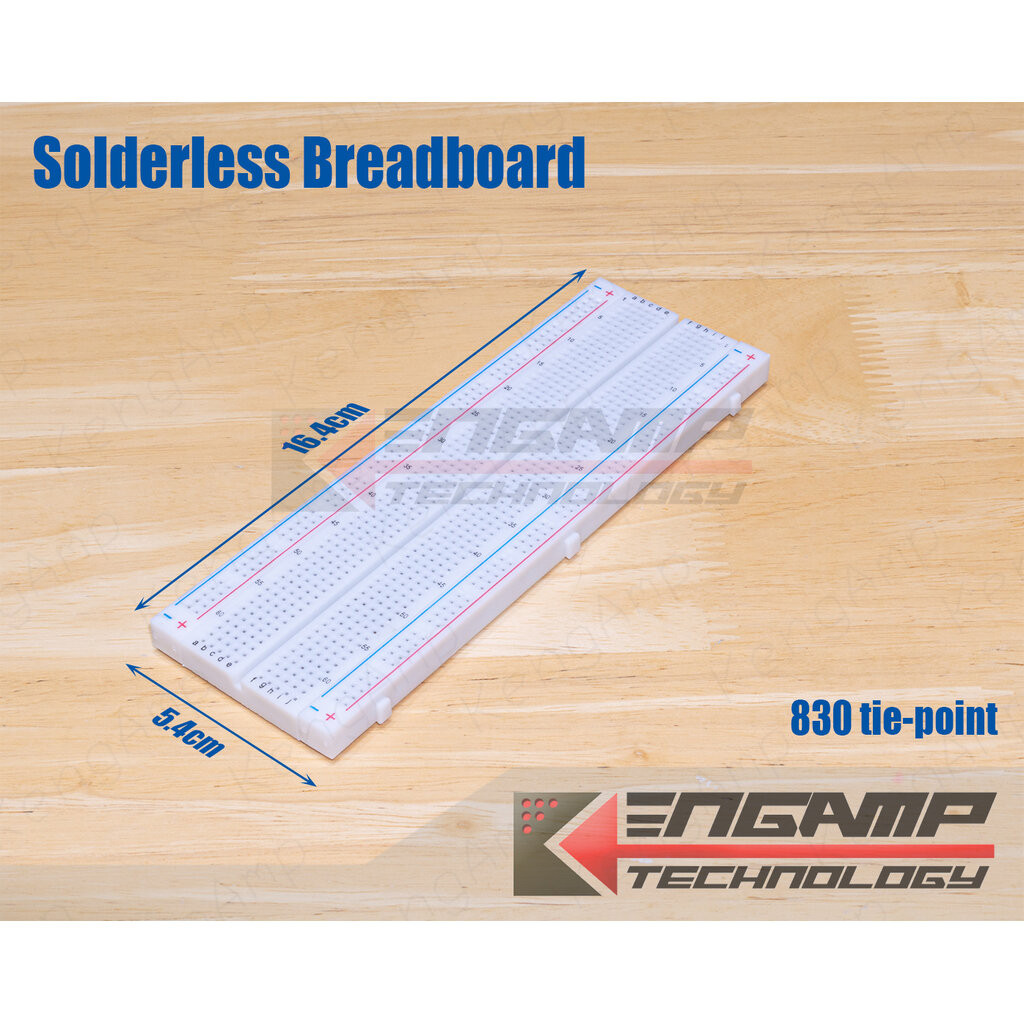 (1แผ่น) [KIT] โฟโต้บอร์ด บอร์ดทดลอง MB-102 Solderless Breadboard ขนาด 16.4x5.4cm 830จุด