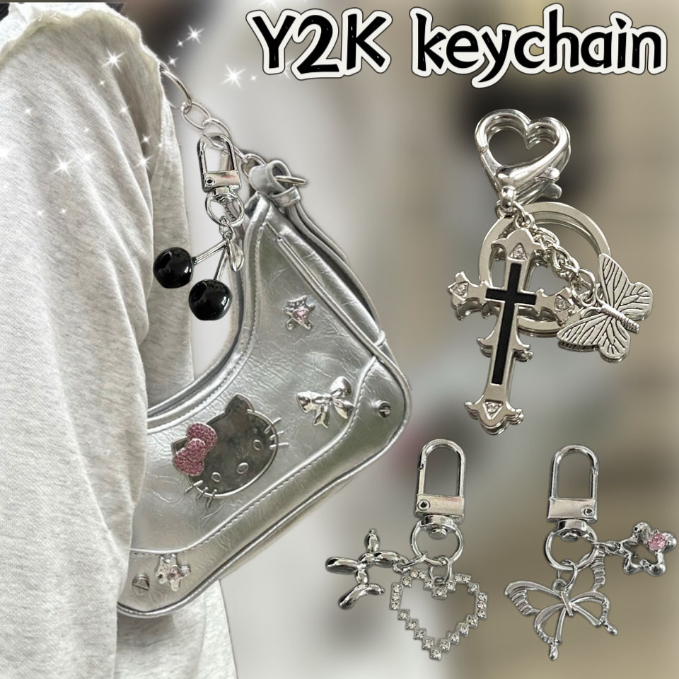 แฟชั่น Y2K Vintage Cross ผีเสื้อโทรศัพท์ Charms KeyChains งานฝีมือกระเป๋าจี้รถของขวัญเครื่องประดับอุปกรณ์เสริม