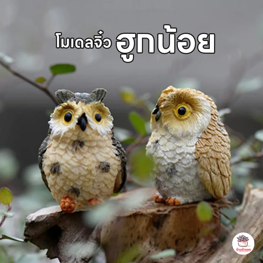 ฮูกน้อย ตุ๊กตาจิ๋ว โมเดลจิ๋ว แต่งสวน